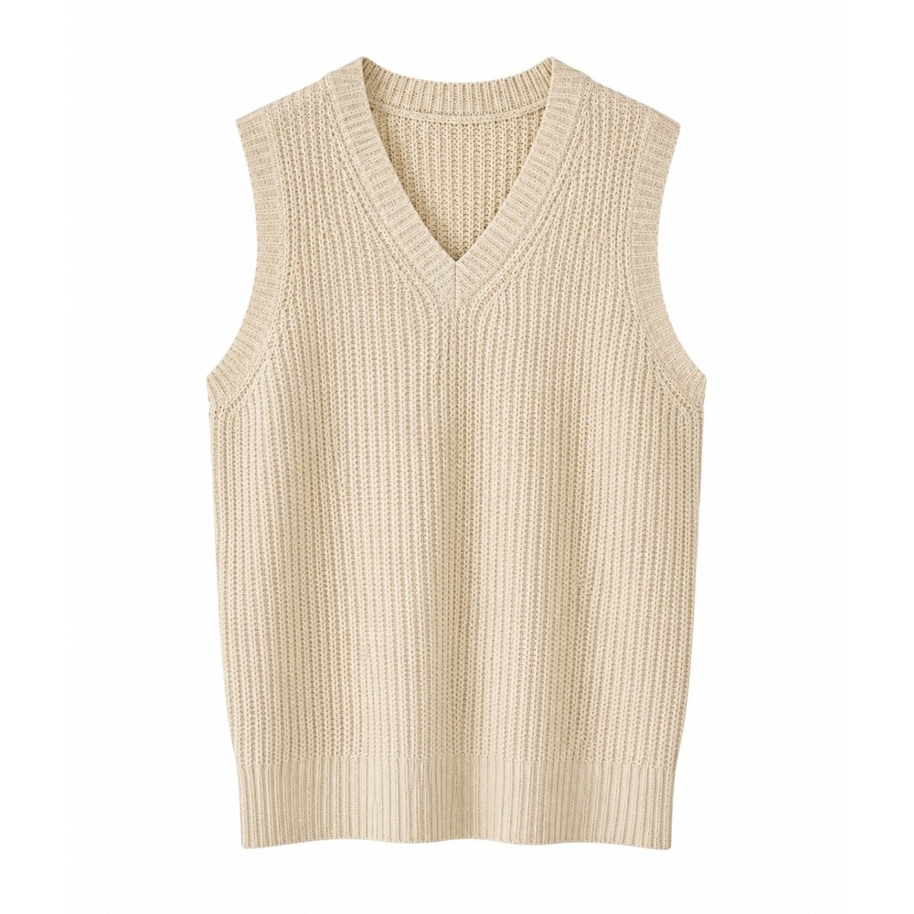 Loft Outlet Crème Knit Sweater Vest Sleeveless Vneck Size SP Small Petite